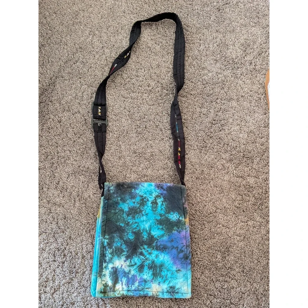 Rising International Tie Dye Owl Crossbody‎ Bag Cotton Nepal Boho Festival Blue